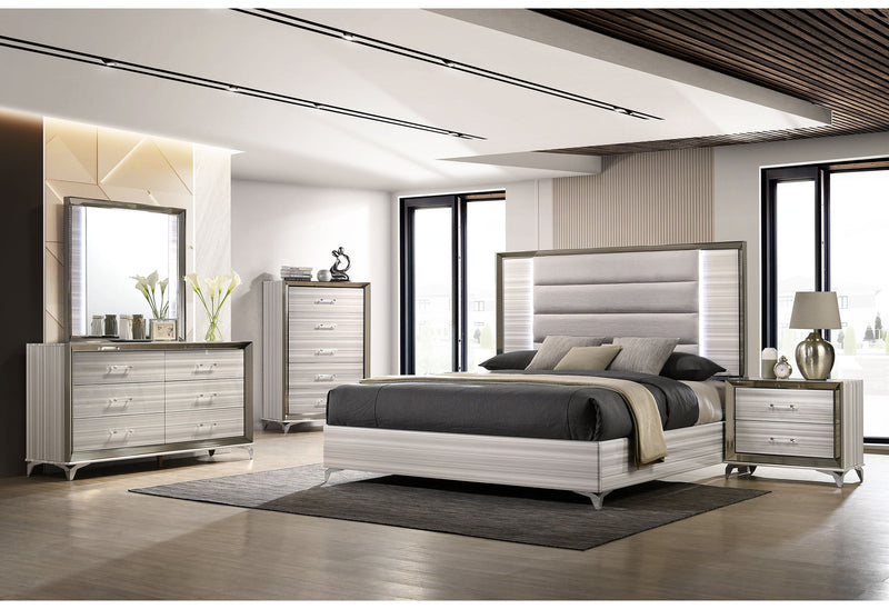 Zambrano White King Bed Group - Lara FurnitureKing Bed