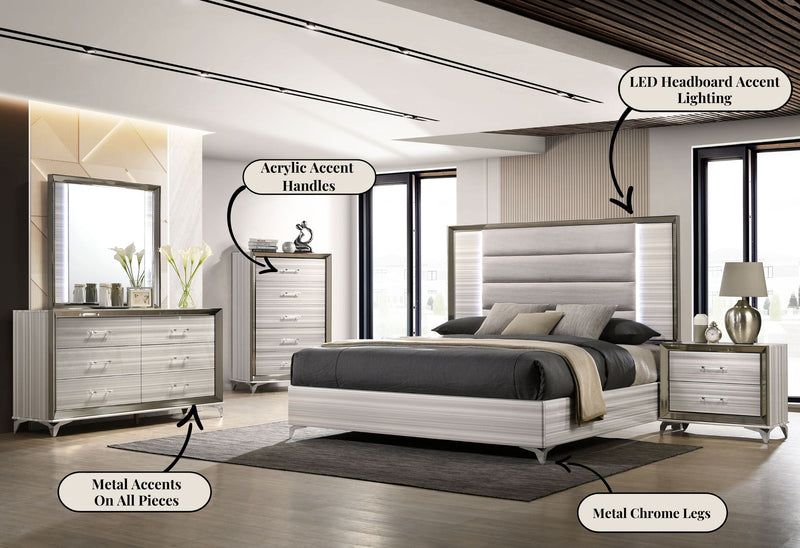 Zambrano White Queen Bed Group - Lara FurnitureBedroom Set