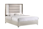 Zambrano White Queen Bed With Led - Lara FurnitureQueen Bed