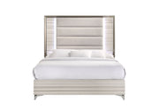 Zambrano White Queen Bed With Led - Lara FurnitureQueen Bed