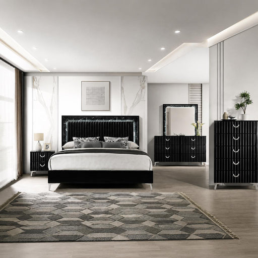 Zane - Black King Bed, Dresser, Mirror, Nightstand - B279-KDMN