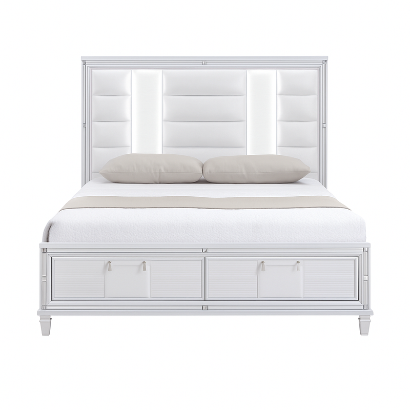 Zara White Queen Bed - ZARA-WT-Q-BED