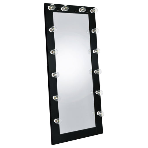 Zayan 32 x 71 Inch Floor Mirror LED Lighting Black Gloss - 969557