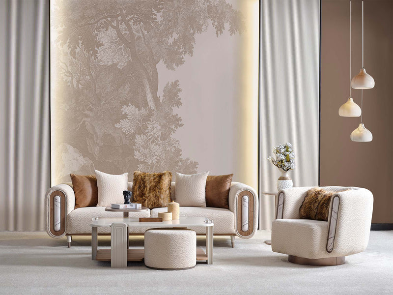 Zelve Stationary Sofa in Beige - 200-ZEL-3