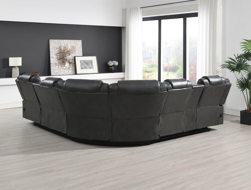 Zenith - 3PC Gray Power Sectional, Bluetooth Speaker, Two storage console, Cup Holder, Built-in LED Light, USB Charger - S481-Sectional