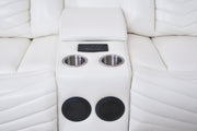 Zenith - 3PC White Power Sectional, Bluetooth Speaker, Two storage Console, Cup Holder, Built-in LED Light, USB Charger - S482-Sectional