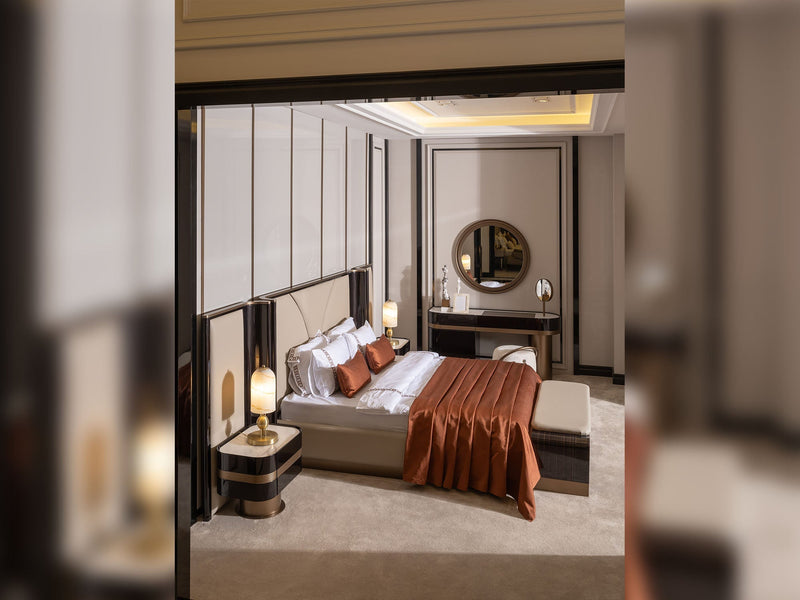 Zenith Bedroom (Queen Frame With Headboard & Dresser With Mirror & Ottoman & 2 Nightstand & Bench) - 200-GAB-ZEN-QBED-SET