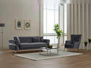 Zenora 3-pieces (Sofa & Loveseat & Chair) Livingroom in Grey - 200-SIM-ZEN-VELVET412-321