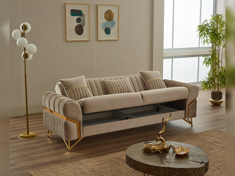 Zenora Convertible Sofa in Beige - 200-SIM-ZEN-VELVET260-3