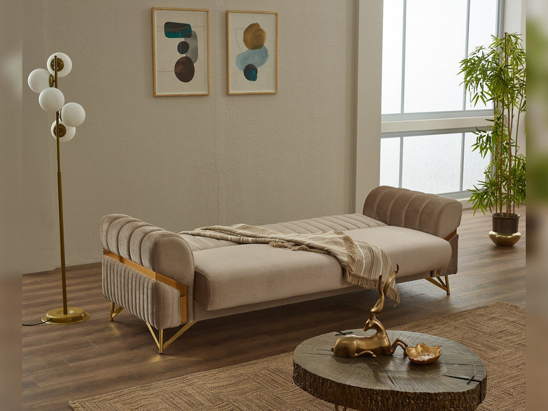 Zenora Convertible Sofa in Beige - 200-SIM-ZEN-VELVET260-3