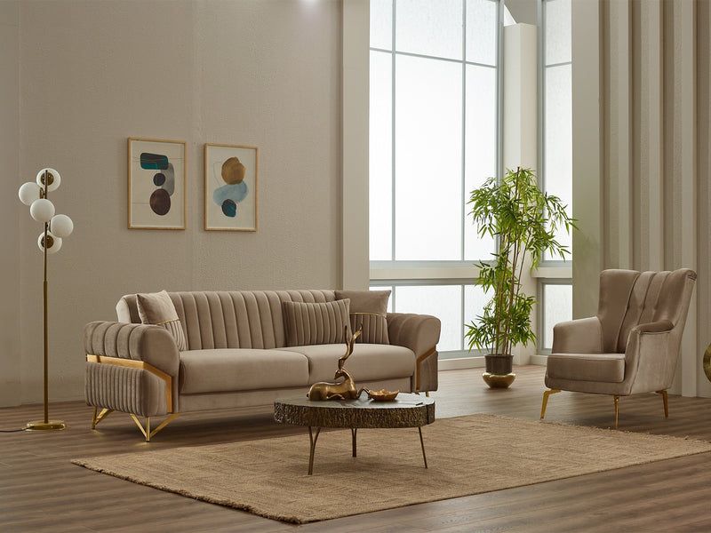 Zenora Convertible Sofa in Beige - 200-SIM-ZEN-VELVET260-3