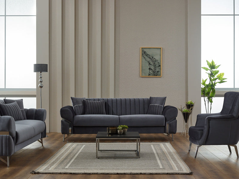 Zenora Convertible Sofa in Grey - 200-SIM-ZEN-VELVET412-3