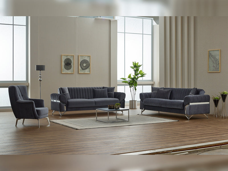 Zenora Convertible Sofa in Grey - 200-SIM-ZEN-VELVET412-3