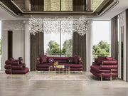 ZETA SOFA & LOVESEAT BURGANDY - ZETA SOFA & LOVESEAT BURGANDY