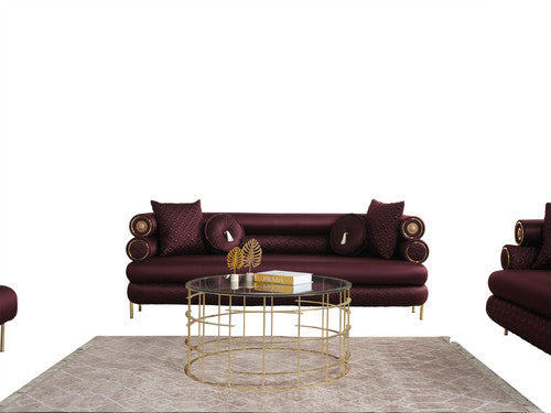 ZETA SOFA & LOVESEAT BURGANDY - ZETA SOFA & LOVESEAT BURGANDY