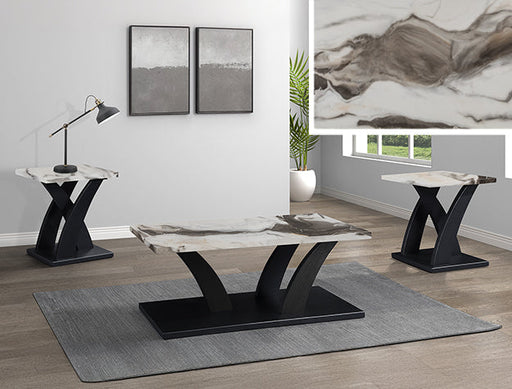 Zion 3Pk Faux Marble Cktl Set Brn - 4227SET-BMBL