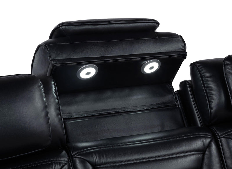 Zuma 2-piece Faux Leather Dual Power LED Sofa Set Black - 603251PP-S2