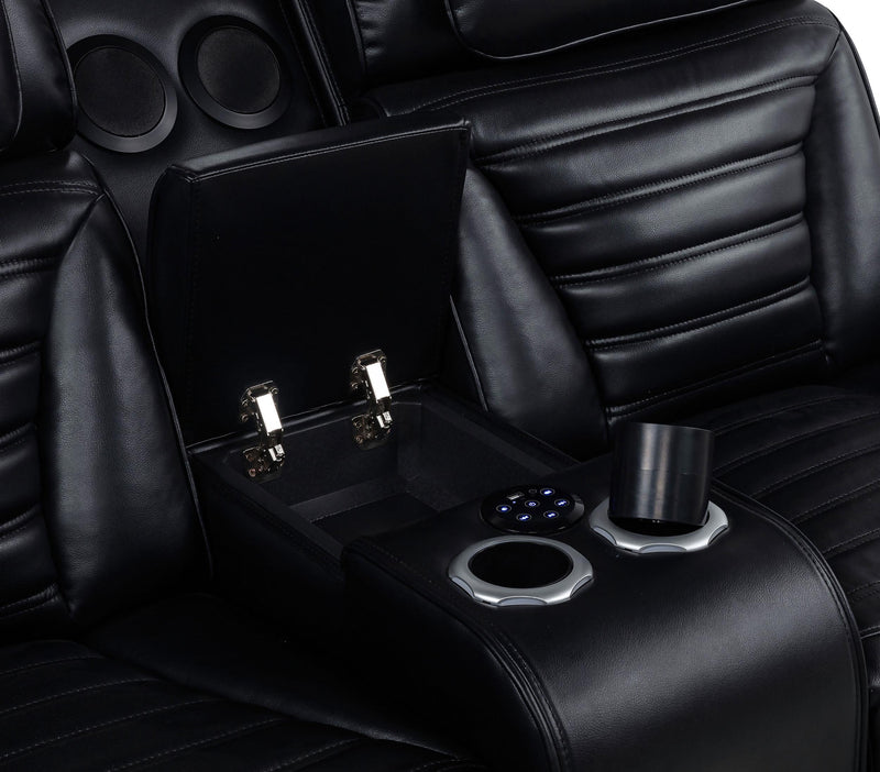 Zuma 2-piece Faux Leather Dual Power LED Sofa Set Black - 603251PP-S2