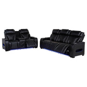 Zuma 2-piece Faux Leather Dual Power LED Sofa Set Black - 603251PP-S2