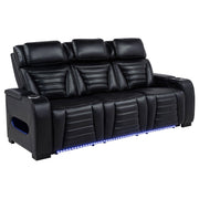 Zuma 2-piece Faux Leather Dual Power LED Sofa Set Black - 603251PP-S2