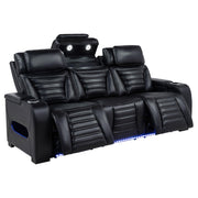 Zuma 2-piece Faux Leather Dual Power LED Sofa Set Black - 603251PP-S2