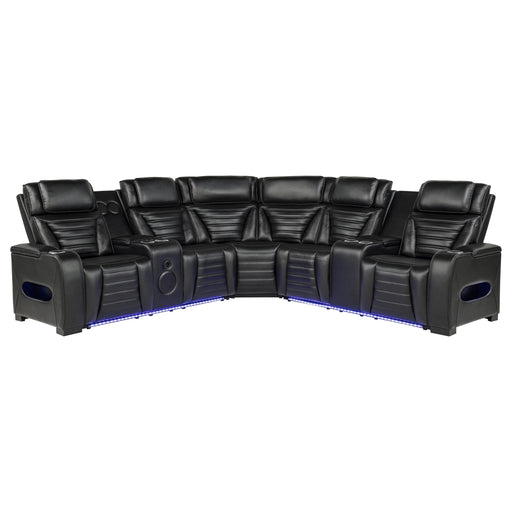 Zuma 3-Piece Dual Power Faux Leather Reclining Sectional Sofa Black - 600580PP