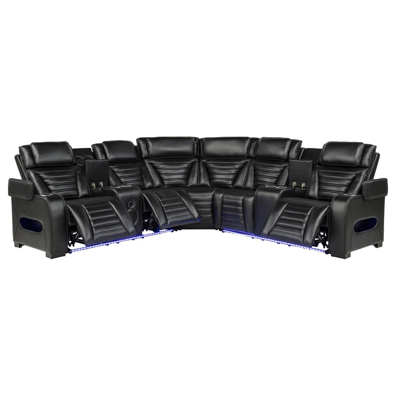 Zuma 3-Piece Dual Power Faux Leather Reclining Sectional Sofa Black - 600580PP