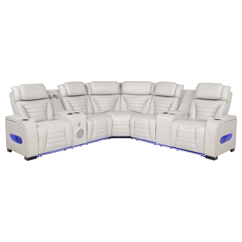 Zuma 3-Piece Dual Power Reclining Sectional with Bluetooth Greige - 600560PP