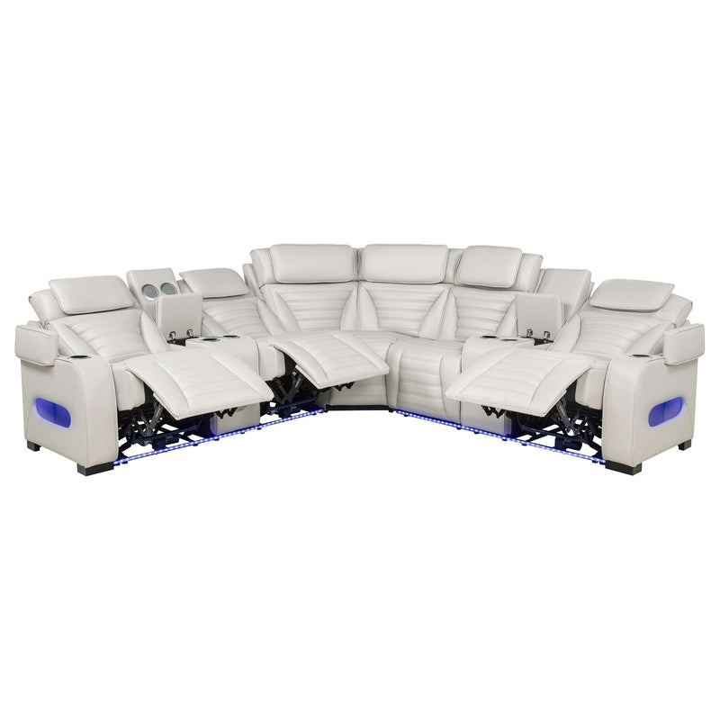 Zuma 3-Piece Dual Power Reclining Sectional with Bluetooth Greige - 600560PP