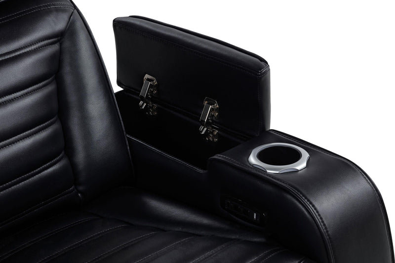 Zuma 3-piece Faux Leather Dual Power LED Sofa Set Black - 603251PP-S3
