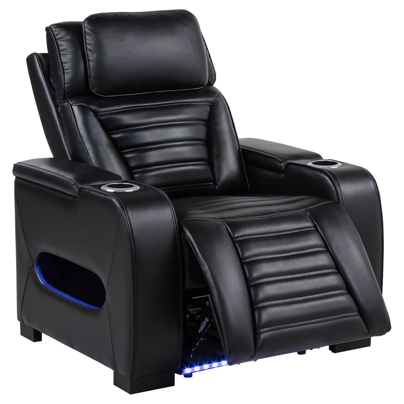 Zuma 3-piece Faux Leather Dual Power LED Sofa Set Black - 603251PP-S3