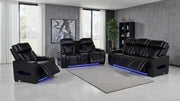 Zuma Faux Leather Dual Power Reclining LED Loveseat Black - 603252PP