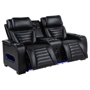 Zuma Faux Leather Dual Power Reclining LED Loveseat Black - 603252PP