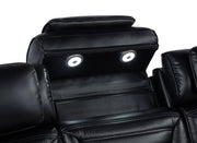 Zuma Faux Leather Dual Power Reclining LED Loveseat Black - 603252PP