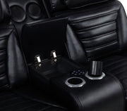 Zuma Faux Leather Dual Power Reclining LED Loveseat Black - 603252PP