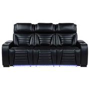 Zuma Faux Leather Dual Power Reclining LED Sofa Black - 603251PP