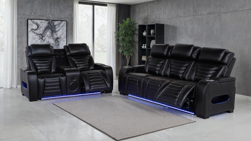 Zuma Faux Leather Upholstered Dual Power LED Recliner Black - 603253PP