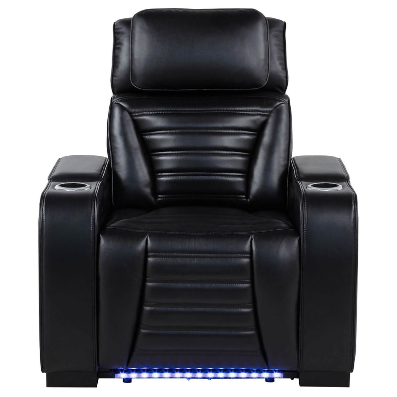 Zuma Faux Leather Upholstered Dual Power LED Recliner Black - 603253PP