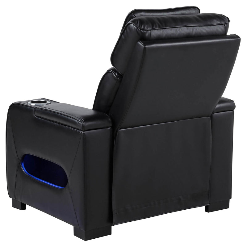 Zuma Faux Leather Upholstered Dual Power LED Recliner Black - 603253PP