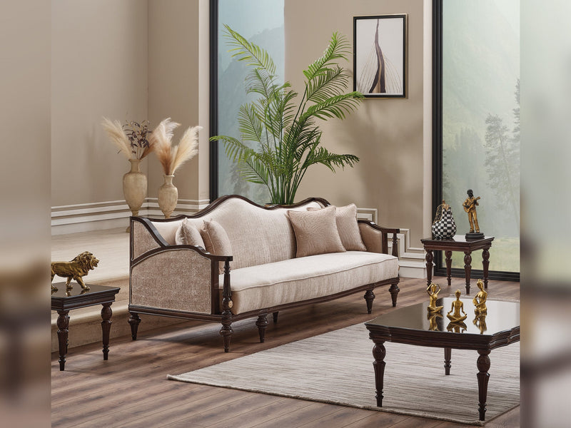 Zumrut Lux 3-pieces (Sofa & Loveseat & Chair) Livingroom Set Beige in Beige - 101-ZUM-AQUA3568-3L21