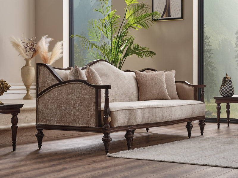 Zumrut Lux Stationary Sofa Beige in Beige - 101-ZUM-AQUA3568-3L