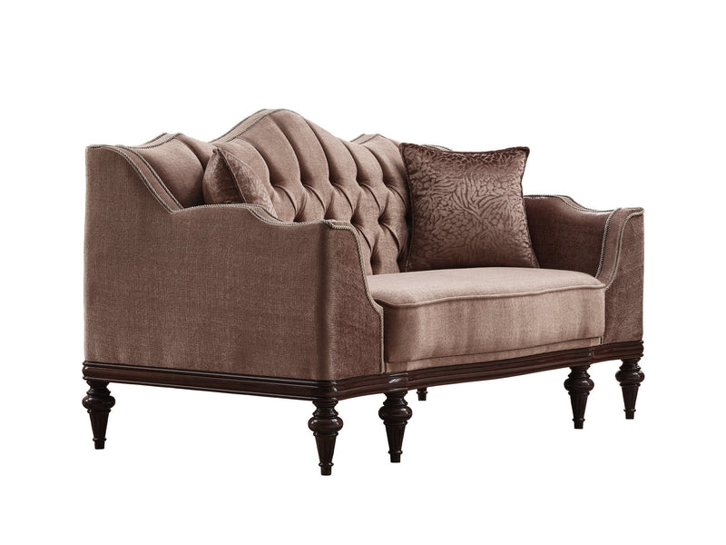 Zumrut Stationary Loveseat Light Brown in Light Brown - 101-ZUM-AQUA3720-2L
