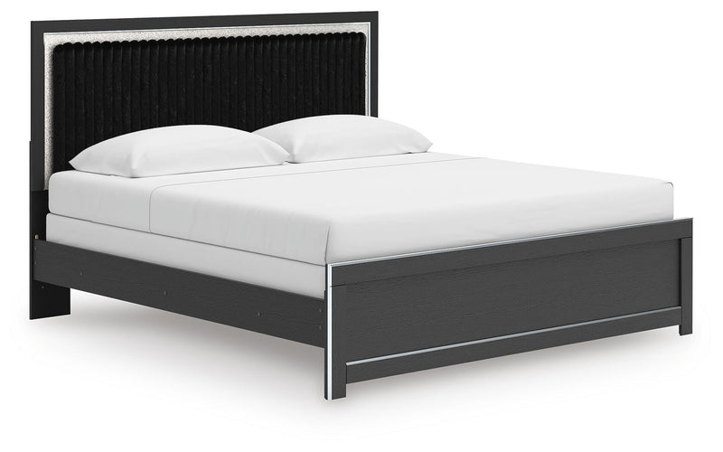 Zuraleus Black King Panel Bed, Dresser, Mirror and Nightstand - PCB3380B18