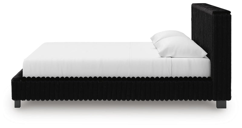 Zuraleus Black King Upholstered Bed, Dresser and Nightstand - PCB3380B17