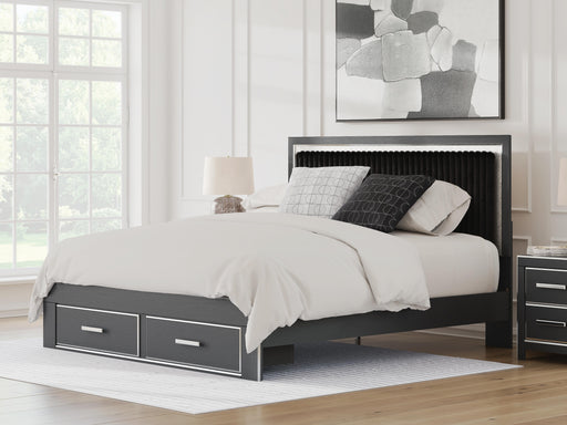 Zuraleus Black King Upholstered Panel Platform Storage Bed - PCB3380B11