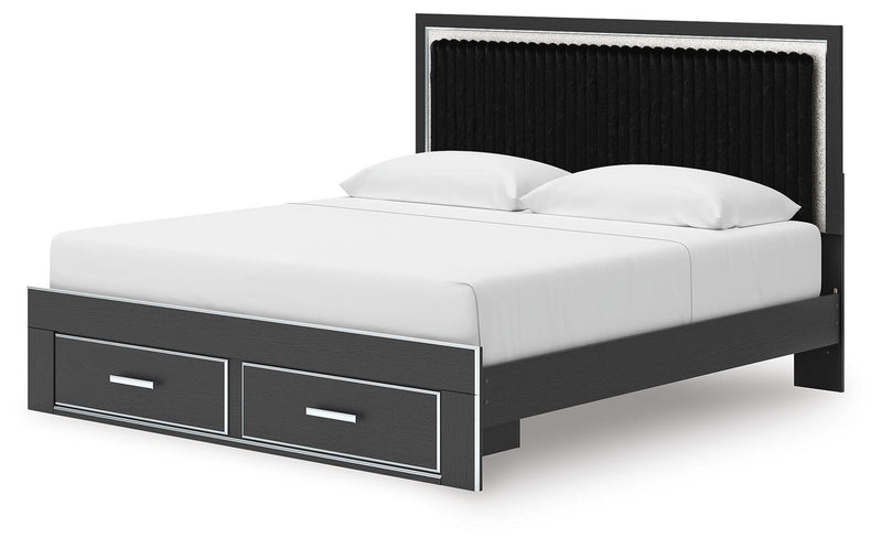 Zuraleus Black King Upholstered Panel Platform Storage Bed - PCB3380B11