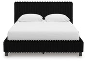 Zuraleus Black Queen Upholstered Bed, Dresser and Nightstand - PCB3380B15