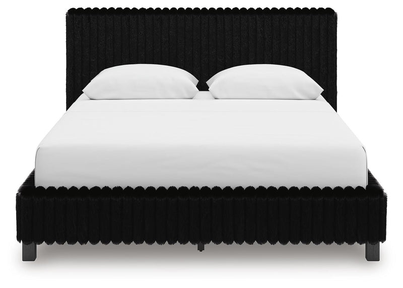 Zuraleus Black Queen Upholstered Bed, Dresser and Nightstand - PCB3380B15