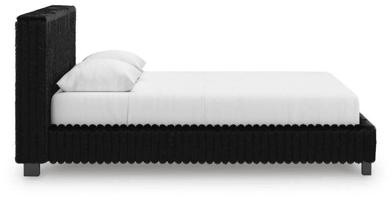 Zuraleus Black Queen Upholstered Bed, Dresser and Nightstand - PCB3380B15