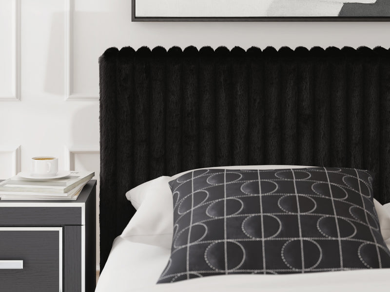 Zuraleus Black Queen Upholstered Bed, Dresser and Nightstand - PCB3380B15